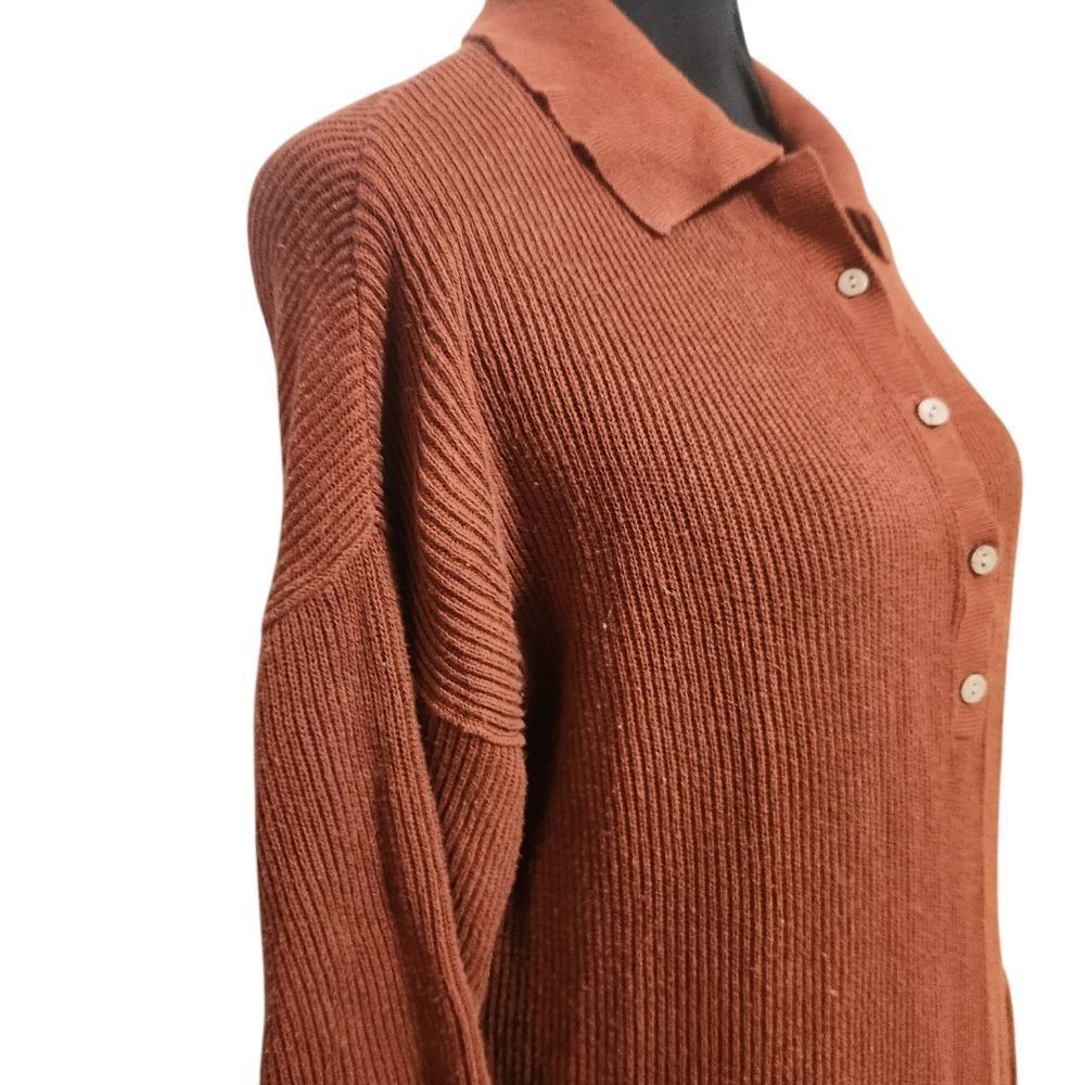 Natural Life Sweater Dress Small Medium Rust Orange Brown Ribbed Midi - Picture 7 of 13